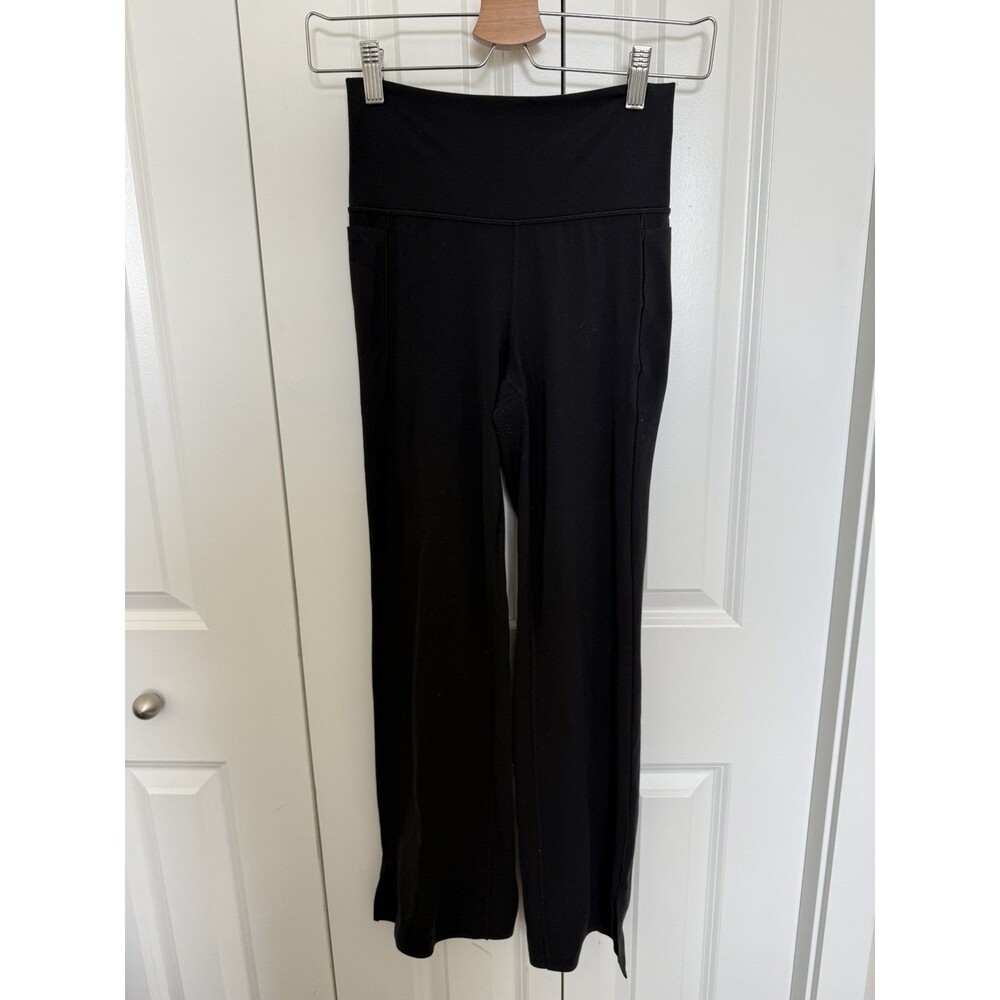 Athleta S PetiteElation Ultra High Rise Split Slim Flare Pant Black Yoga